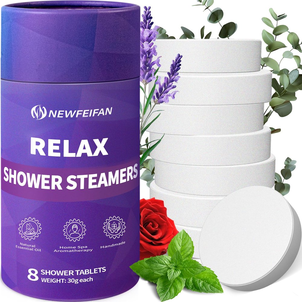 Shower Steamers Aromatherapy Christmas Stocking Stuffers for Teen Gifts, 8-Pack Shower Bombs Organic Essential Oil, Birthday Gifts for Women Her, White Elephant Gifts for Men Women