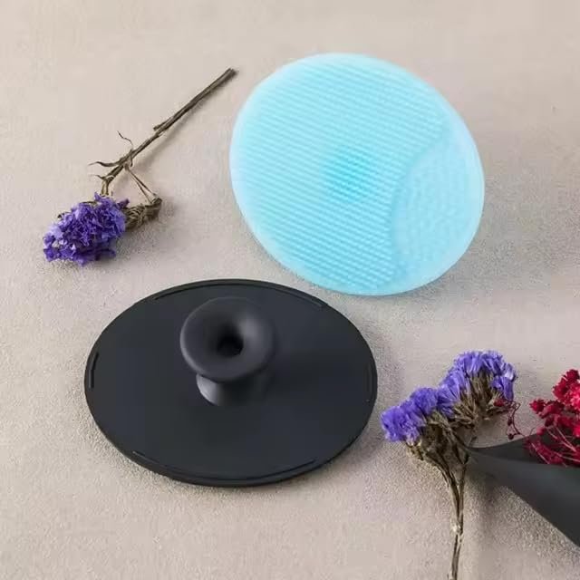 2 Silicone Face Scrubber, Soft Bristles Facial Cleansing Brush, Pore Deep Cleaning Tool, Blue