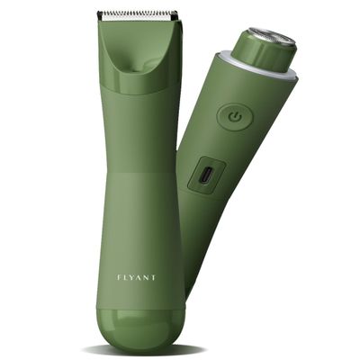 Bikini Trimmer for Women, Flyant 2 in 1 Electric Shaver for Women, Pubic Hair Trimmer Waterproof IPX7 with LED, Bikini Razor for Leg Arm Underarm Bikini Area, Christmas Gifts for Her - Dark Green