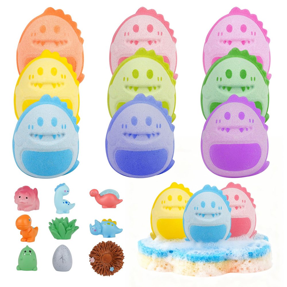 Dinosaur Bath Bomb Gift Set 9 Packs for Girls and Boys, Handmade and Nature Bath Bombs with Surprise for Kids, Perfect for Bubble Bath, Christmas Birthday Gifts for Kids Toddler Women