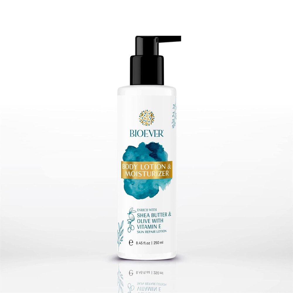 Bio.ever Body Lotion & Moisturizer with Shea Butter, Olive Oil, Vitamin E, 8.45 fl oz, Natural Skin Repair Formula