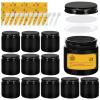 12 Pack 4oz Airtight Amber Jars - Leak Proof Cosmetic Containers with Inner Caps & Liners, UV Protection for DIY Lotion, Travel, Candle Supplies (Black) view 1