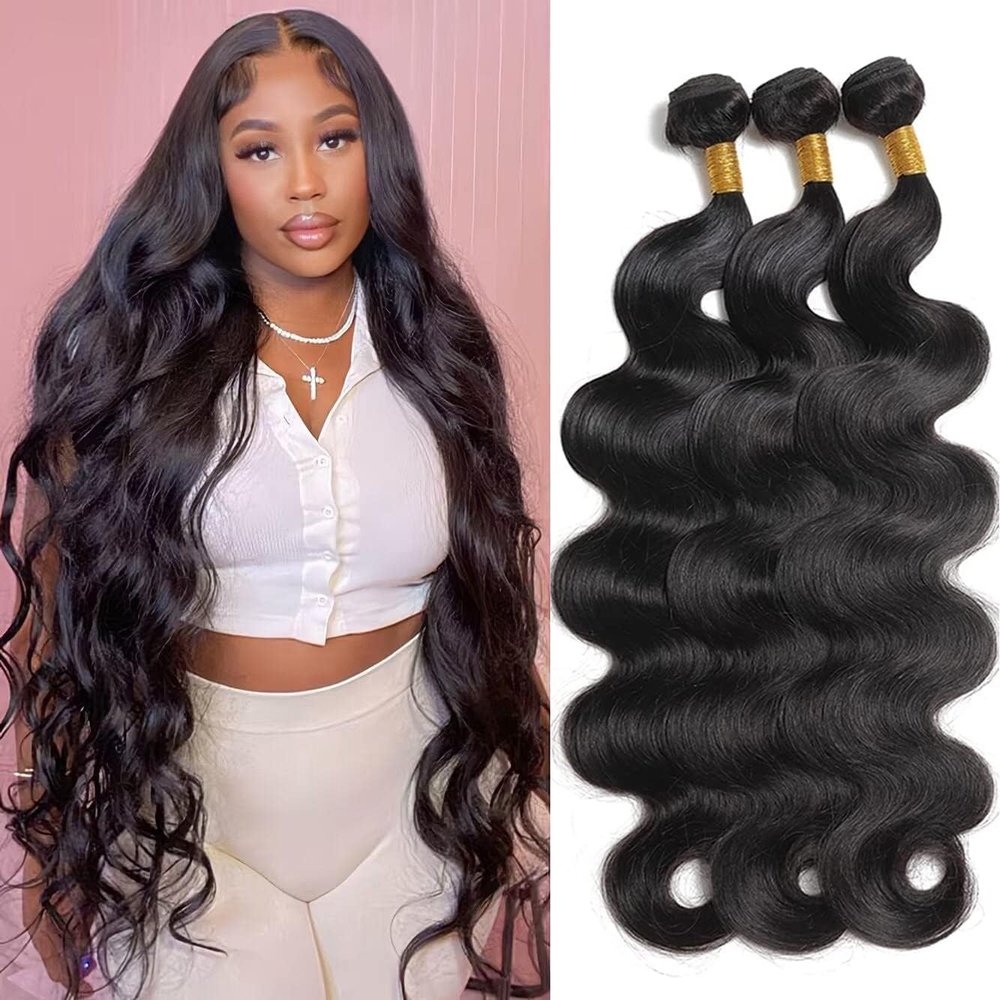 10A Human Hair Bundles 20 22 24 Inch Body Wave Bundles Human Hair 100% Unprocessed Brazilian Virgin Hair Quick Weave Extensions Natural Black