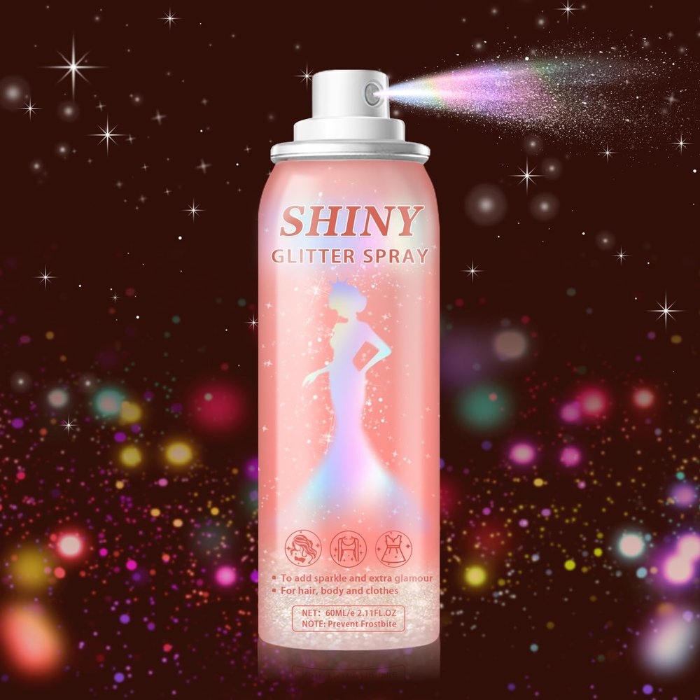 AWCCXMYM Body Glitter Spray Sparkle Hair Glitter Quick-Drying and Long-Lasting Glitter Spray for Hair and Body with Halloween, Christmas,Festival Glitter Makeup Prom 2.11 Fl Oz