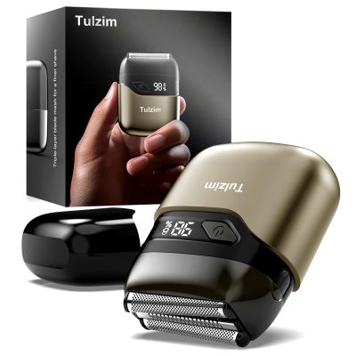 Tulzim Electric Foil Shaver for Men: Portable Electric Razor for Beard/Face, 3 Floating Blade LED Display USB-C Fast Rechargeable, IPX7 Waterproof for Travel & Home,Matte Brown