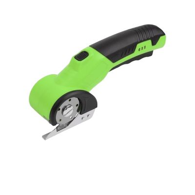 Cordless electric scissors, rechargeable rotating cardboard knife, LED light, ergonomic handle, suitable for cutting fabrics, leather, cardboard and carpets (Green tool packaging (1500mAh)