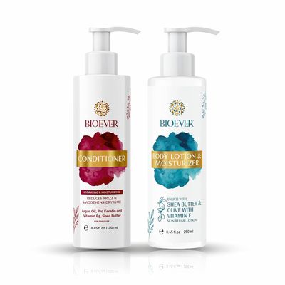 Bio.ever Hair Conditioner and Body Lotion Set, 8.45 fl oz Each, Sulfate-Free Deep Hydration