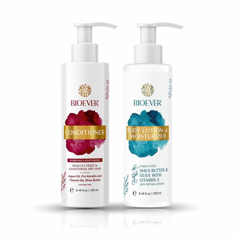 Bio.ever Hair Conditioner and Body Lotion Set, 8.45 fl oz Each, Sulfate-Free Deep Hydration