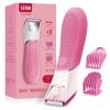 LGTGH Bikini Trimmer for Women: Pubic Hair Razor with Mirror & LED Light, Electric Shaver with Ceramic Blades & Travel Lock - Body Groomer IPX7 Waterproof Use for Legs/Arm/Underarm - Rose Red view 1