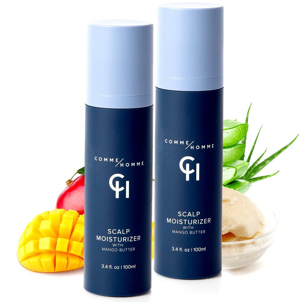 Comme Homme Scalp Moisturizer for Bald Men  Soothes & Hydrates Dry Skin, Slows Hair Regrowth  With Aloe Leaf Juice, Arrowroot Powder, Mango Butter & Capislow  Pack of 2 x 3.4 fl oz/ 100 ml