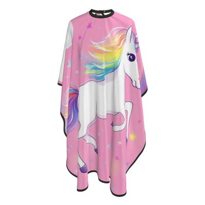 Extra Long Haircut Barber Cape Cover - Hairdressing Apron Pink Unicorns Rainbow Cloud Hairdressing Gown Cover for Hair Cutting