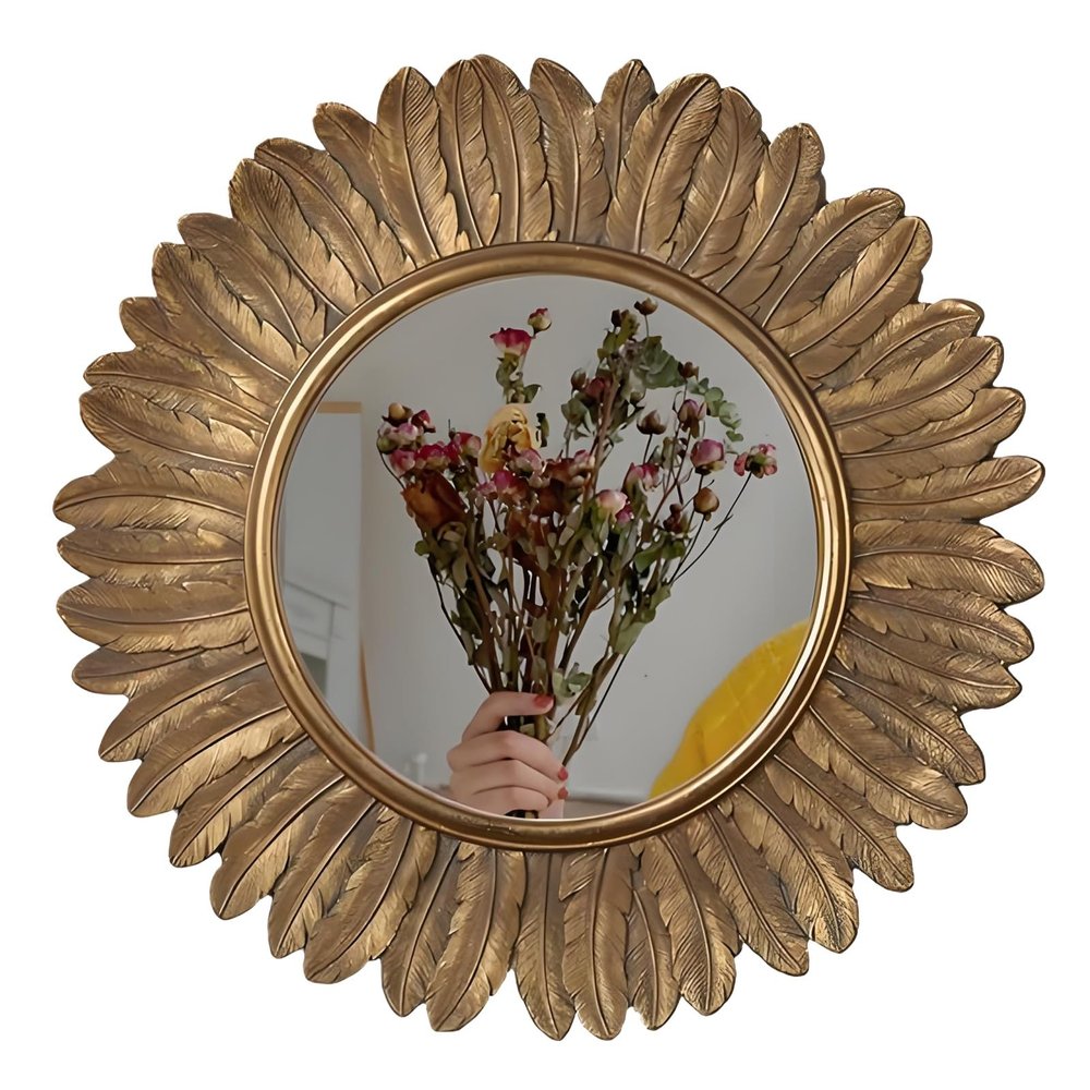 13 Inch Small Sunburst Mirror - Decorative Wall Mirror for Entryway Bedroom Living Room House Warming Gifts New Home