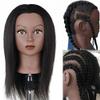 Black Mannequin Head with Hair for Braiding, Cosmetology Mannequin Head with 100% Real Hair 18" Pre Streched Human Braiding Hair Training Head with Stand view 1