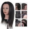 Black Mannequin Head with Hair for Braiding, Cosmetology Mannequin Head with 100% Real Hair 18" Pre Streched Human Braiding Hair Training Head with Stand view 3