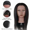 Black Mannequin Head with Hair for Braiding, Cosmetology Mannequin Head with 100% Real Hair 18" Pre Streched Human Braiding Hair Training Head with Stand view 4