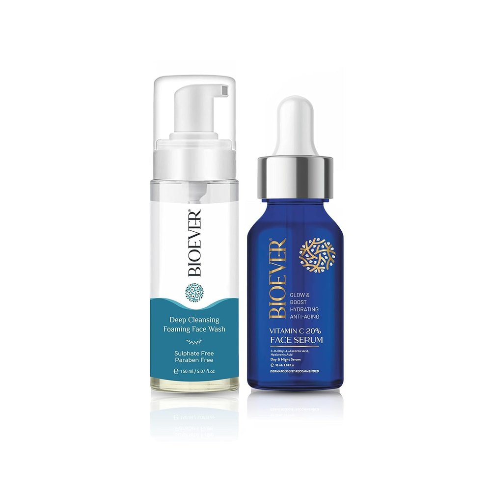 Bio.ever Skincare Set, Deep Cleansing Face Wash 150ml and Vitamin C 20% Face Serum 30ml, Anti-Aging Combo Pack