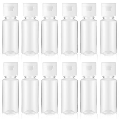 12 Pcs Travel Size Empty Sample Containers Plastic Sample Bottles with Flip Cap 15ml/0.5oz Clear Squeeze Bottle Containers for Shampoo Shower Gel Lotion (White Lid)
