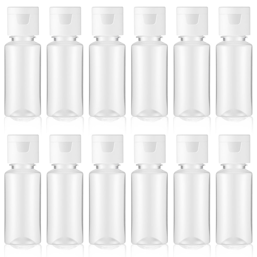 12 Pcs Travel Size Empty Sample Containers Plastic Sample Bottles with Flip Cap 15ml/0.5oz Clear Squeeze Bottle Containers for Shampoo Shower Gel Lotion (White Lid)