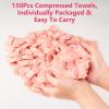 150Pcs Compressed Towel Tablets, Portable Mini Compressed Towels, Disposable Face Towel Washcloths for Travel, Beauty, Home Hand Wipes, Camping, Hiking, Outdoor Activities,Individually Wrapped MEQHUO view 2