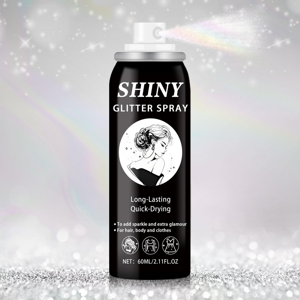 AWCCXMYM Body Glitter Spray Sparkle Hair Glitter Long Lasting and Quick-Drying Face Glitter Spray for Hair and Body,Halloween Christmas Festival Accessories Makeup Prom (2.11 Fl Oz)