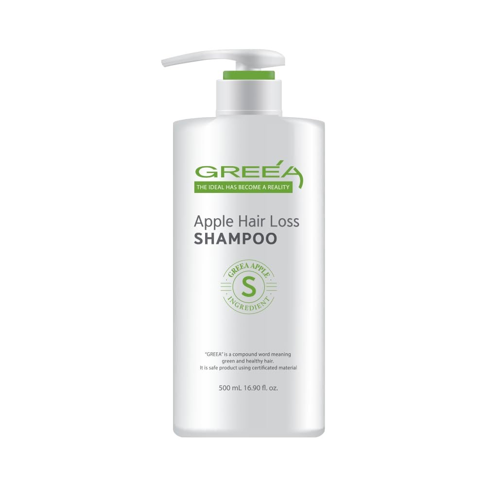 GREEA Apple Hair Loss Prevention Shampoo 16.9 fl oz  Mild, Scalp-Soothing, Functional Hair Loss Care, Refreshing Scent, Rich Foam for Healthy, Elastic Hair