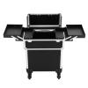 EEYBLAEEY Cosmetic Case Trolley with Locks,Professional Rolling Makeup Train Case with Drawers, Large Cosmetic Trolley Cosmetics Storage Organizer for Travel Makeup/Nail Art/Hair Styling,Black view 1