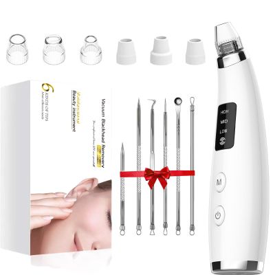 Blackhead Remover Vacuum, Type-C Rechargeable Pore Cleaner with 3 Adjustable Suction, 6 Probes & Comedone Extractor Tool Kit for Women and Men, White Heads Removal for Face & Nose