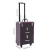 GONGDUN Rolling Makeup Case Large Capacity Cosmetic Case Trolley Hand-held/Hand-pulled Make Up Organizer Box Suitcase Cosmetic Trolley Makeup Suitcase W/Lock & Silent Universal Wheels (Purple Silver) view 2
