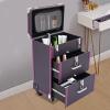 GONGDUN Rolling Makeup Case Large Capacity Cosmetic Case Trolley Hand-held/Hand-pulled Make Up Organizer Box Suitcase Cosmetic Trolley Makeup Suitcase W/Lock & Silent Universal Wheels (Purple Silver) view 3