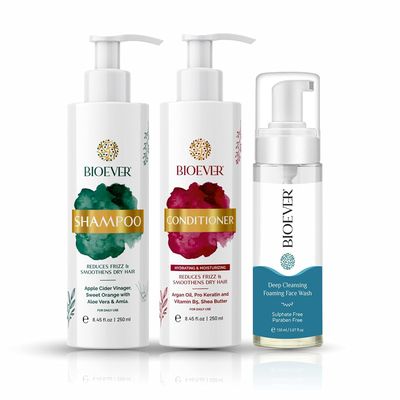 Bio.ever Hair Care Set, Shampoo and Conditioner 8.45 fl oz, Face Wash 5.07 fl oz, Paraben-Free