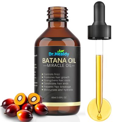 Dr. Healdy Batana Oil for Hair Growth, 100% Pure & Unrefined - Deep Repair Dry Damaged Hair, Reduce Frizz & Split Ends, Nourish Scalp with Omega 9 & Vitamin E, for All Hair Types (60ml 2.03Fl.Oz)