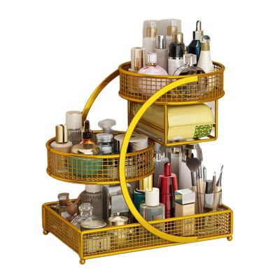 AOOOWER Multiple Tiers Metal Cosmetic Organizers Modern Storage Rack For Skincare Lipsticks Bathroom Countertop Without Tool