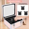 Makeup Box with Led Mirror,Travel Train Hard Case with Rechargeable Lighted Mirror Adjustable Dividers,Cosmetic Organizer Storage Bag for Makeup Artists,Appropriate Gift for Women and Girls,Pink view 4
