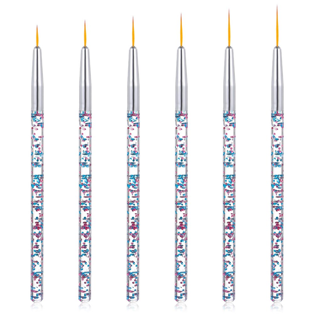 6 Pcs Eye Liner Brushes, Fine Point Thin Eye Makeup Gel Eyeliner Brush Precision Water Activated Eyeliner Brush Cosmetic Eyes Makeup Tools for Women Apply Liquid Gel