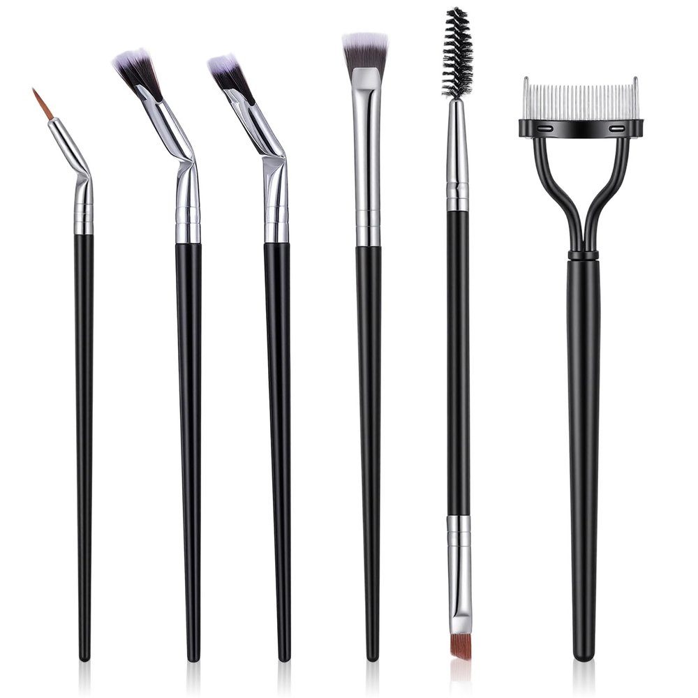 6 PCS Eyelash Comb Separator, Mascara Fan Brush Folding Angle Scalloped Lash Brushs, Dual-Ended Spoolie Mascara Brush and Eyelash Separator Tool Multifunctional Eyebrow Brushes for Eyelashs Extensions