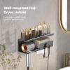 yeeplant Wall-Mounted Hair Tool Holder, Carbon Steel Bathroom Rack with Shelf for Hair Dryers and Accessories view 2