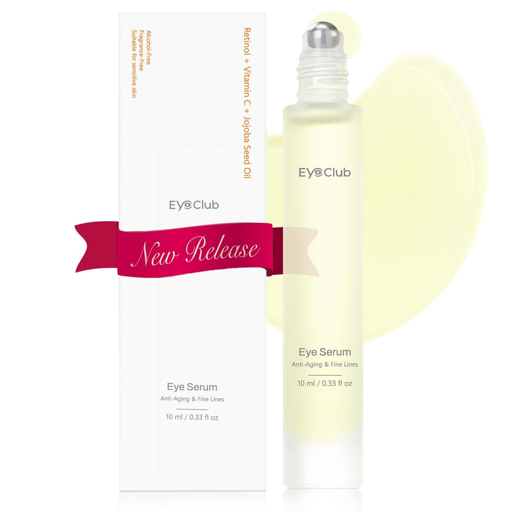 Retinol Under Eye Brightener Roller - Jojoba Oil Eye Serum with Roller Massage - Anti-Aging eye Treatment for Help Skin Barrier Repair, Reduce Fine Lines