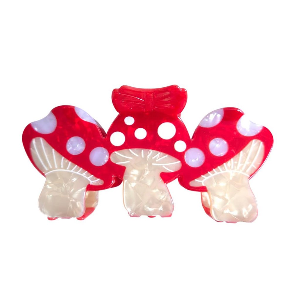 Funny Mushroom Hair Clips,PVC Hair Clips,Big Claw Clips for Girl,Hair Accessories,Red
