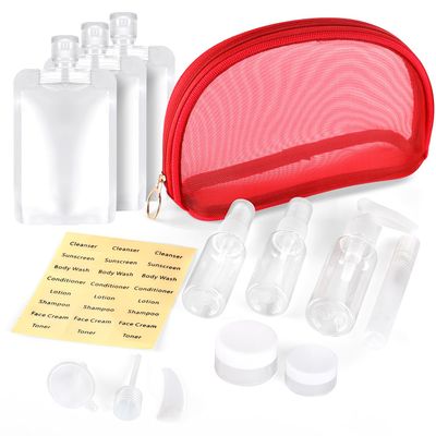 9-Pack Travel Bottles Set, Leak-Proof Refillable Containers with Clear Zipper Bag for Toiletries, Skincare, Shampoo, Lotion TSA Approved Mini Makeup Cosmetic Organizer Pouchfor Women Travel Essentials