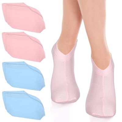Classicseali 4 Pairs Feet Moisturizer Socks,Cotton Moisturizing Foot Socks,Reusable Sock for Dry Cracked Feet Women, for Moisturizing Feets Overnight, Repairing and Softening Cracked Heels,Pink,Blue