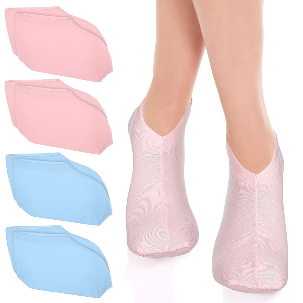 Classicseali 4 Pairs Feet Moisturizer Socks,Cotton Moisturizing Foot Socks,Reusable Sock for Dry Cracked Feet Women, for Moisturizing Feets Overnight, Repairing and Softening Cracked Heels,Pink,Blue
