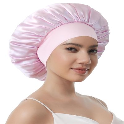 100% Mulberry Silk Bonnet for Sleeping Women, Real Pure Silk Hair Bonnets for Women Sleeping, Double Layer Sleep Cap with Soft Elastic Band for Curly Hair