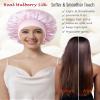 100% Mulberry Silk Bonnet for Sleeping Women, Real Pure Silk Hair Bonnets for Women Sleeping, Double Layer Sleep Cap with Soft Elastic Band for Curly Hair view 2