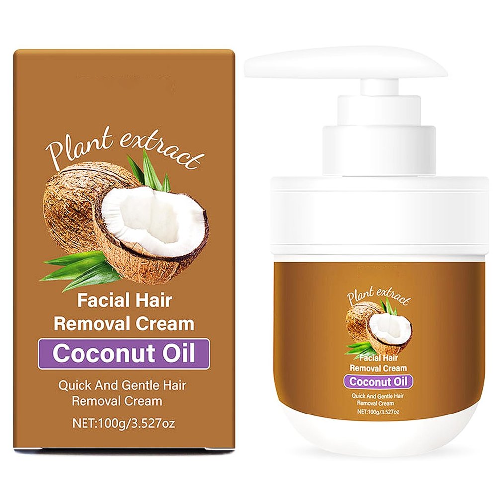 Facial Hair Removal CreamCoconut Womens Facial Hair Removal Cream for Women for Upper Lip and Chin HairNatural Hair Removals Creams for Sensitive Skin Mild and Non Irritating 3.52 Fl.Oz