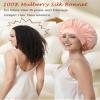 100% Mulberry Silk Bonnet for Sleeping Women, Real Pure Silk Hair Bonnets for Women Sleeping, Double Layer Sleep Cap with Soft Elastic Band for Curly Hair view 2