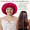 100% Mulberry Silk Bonnet for Sleeping Women, Real Pure Silk Hair Bonnets for Women Sleeping, Double Layer Sleep Cap with Soft Elastic Band for Curly Hair view 4