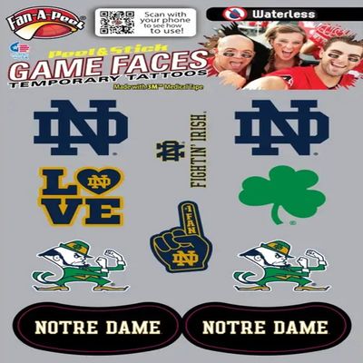 10 Pack Combo 8 Spirit Tattoos & 2 Eye Strips Officially Licensed Waterless Peel & Stick Temporary Tattoos Notre Dame