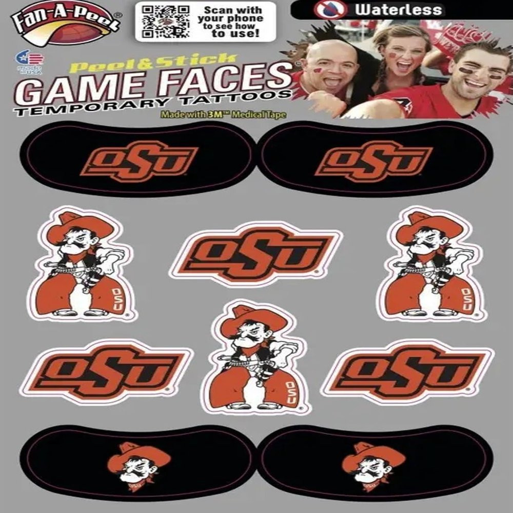 10 Pack Combo 6 Spirit Tattoos & 4 Eye Strips Officially licensed Waterless Peel & Stick Temporary Tattoos Oklahoma