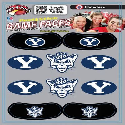 10 Pack Combo 6 Spirit Tattoos & 4 Eye Strips Officially licensed Waterless Peel & Stick Temporary Tattoos BYU Brigham Young
