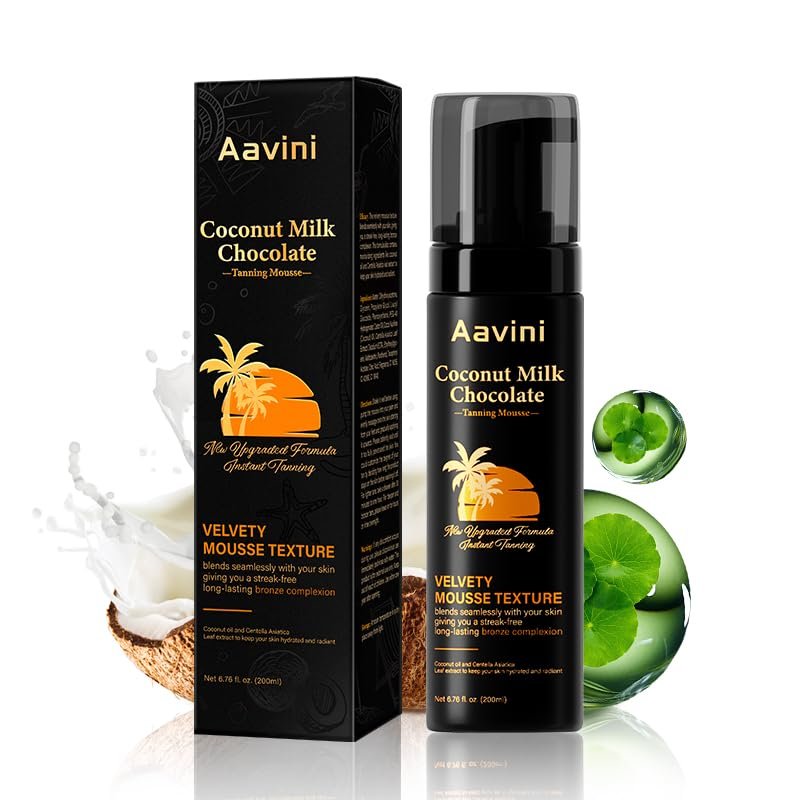 Self Tanning Mousse, Lightweight -Streak-Free Tan, Natural,Sunless Tanner,Professional Quality - 5+ Sunless Self Tanner Applications PerBottle,With Milk And Coconut Provides An Even